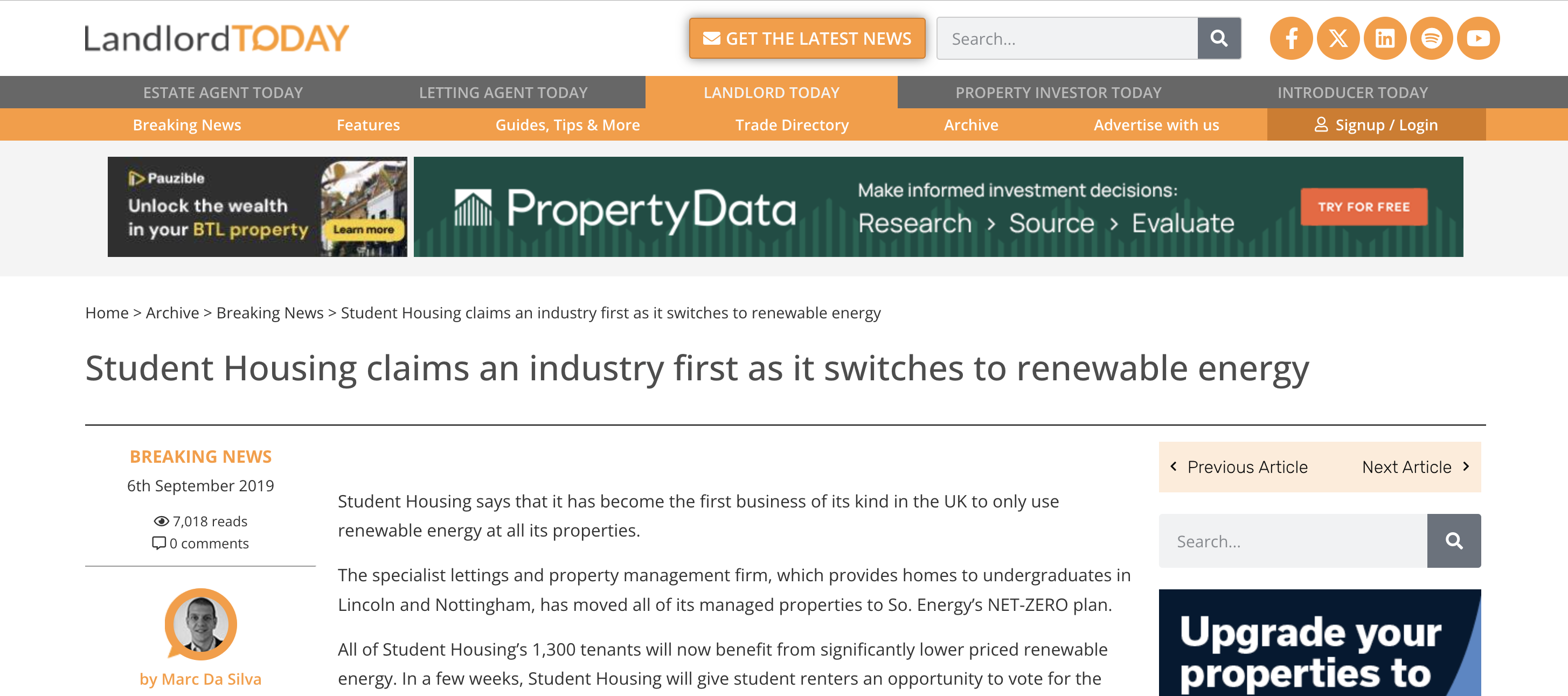 Student Housing Leads the Way with 100% Renewable Energy — As Featured in Landlord Today